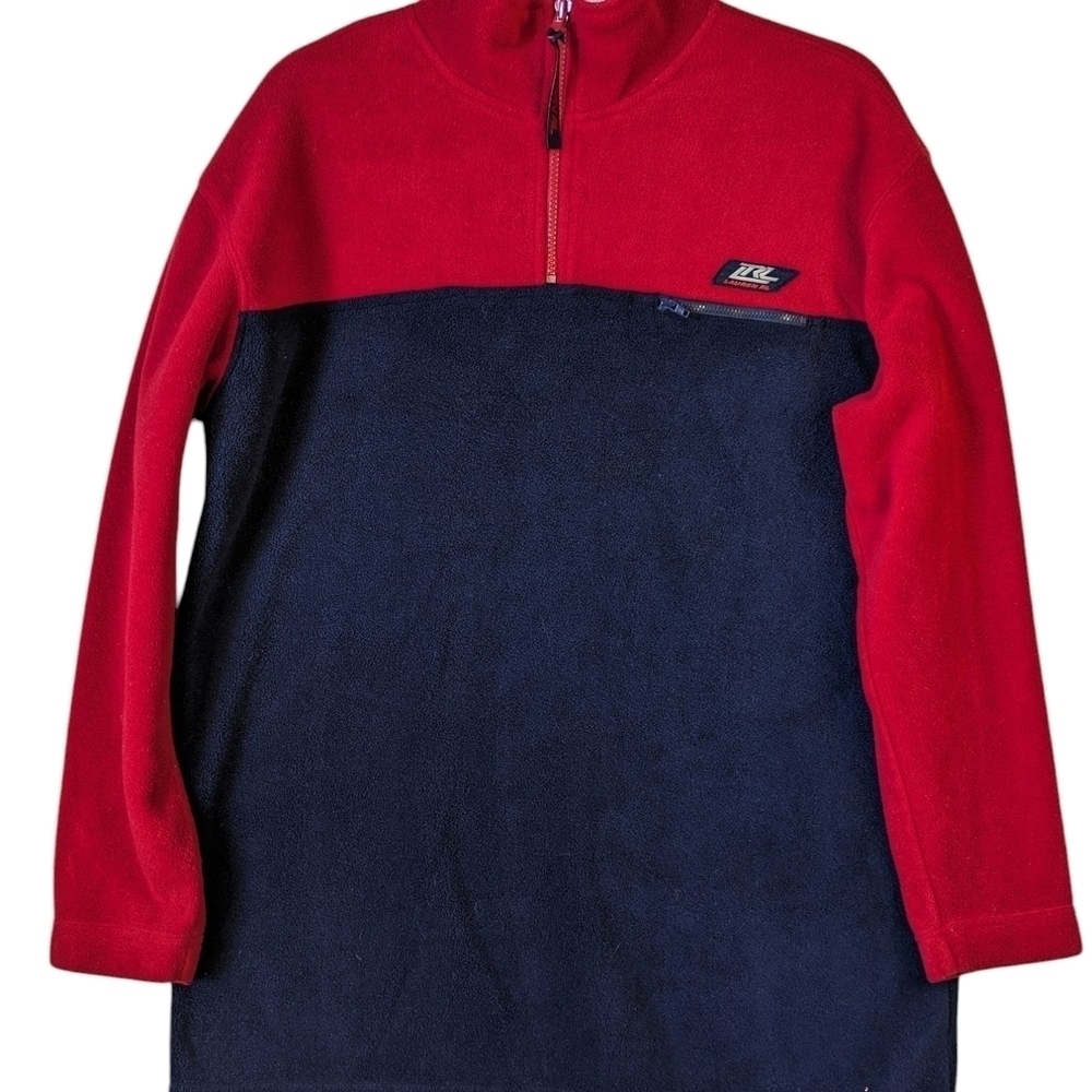Lauren Ralph Lauren Men's Red and Black Henley Quarter Zip Sweater Size M